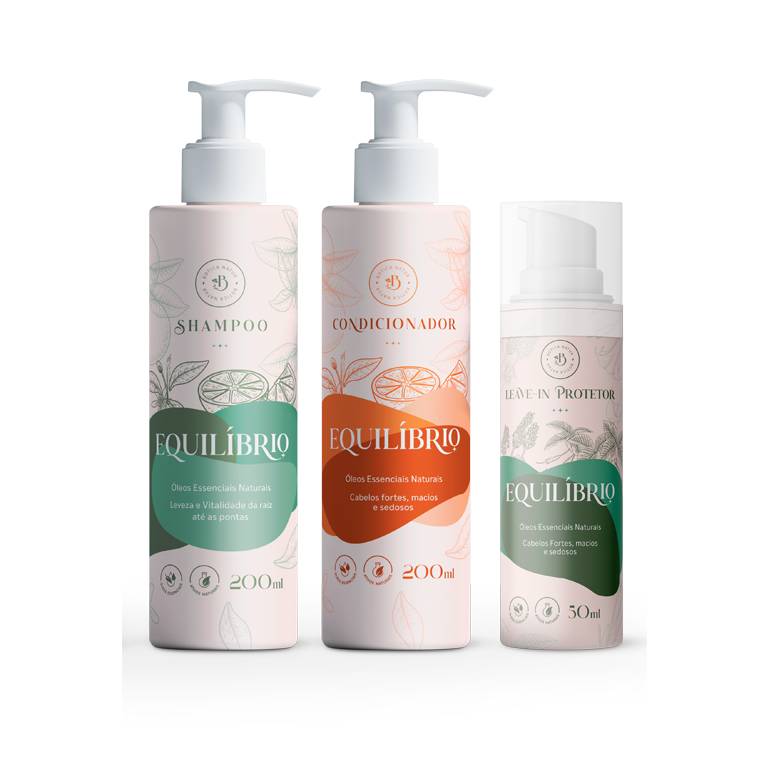 Kit Estrela Linha Equilíbrio – Shampoo, Condicionador e Leave-in Natural | Botica Natur